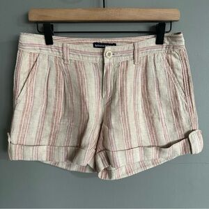 Banana Repiblic Factory 100% Linen Cuffed Shorts | Pink and‎ Red Pinstripes